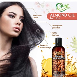 Quat Effective Sweet Almond Hair Oil for Hair Growth, Dandruff Control, Thickness Hair, Glossy Hair (200m)
