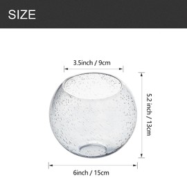 3 Pack Fixture Replacement Globe Shade, 6 Inch Diameter, E26 Base 1-5/8 Inch Fitter, Glass Globe Lampshade Cover for Pendant Wall Sconce Chandelier Vanity Light (3 Pack 6 Inch Clear Seeded Glass)