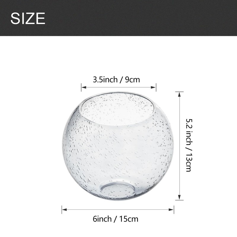 3 Pack Fixture Replacement Globe Shade, 6 Inch Diameter, E26