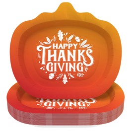 Tbsone Thanksgiving Paper Plates, 50pcs Disposable Pumpkin Dessert Plates, Fall Thanksgiving Decoration, 9 Inch