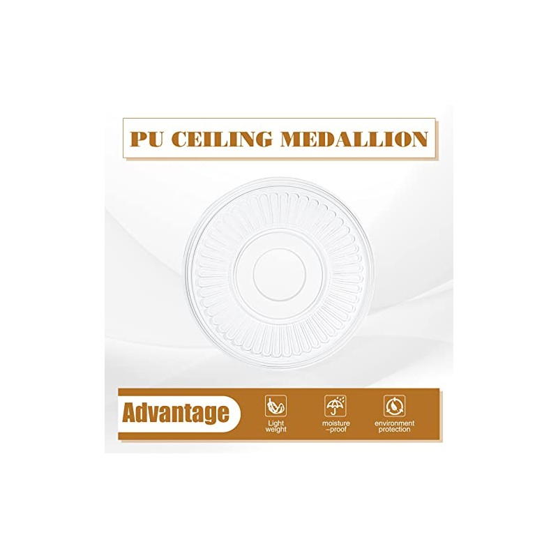Liliful 2 Pieces PU Ceiling Medallion for Light Fixtures White