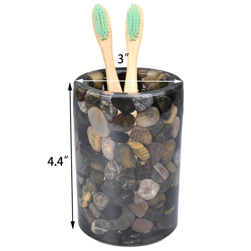 Natural Stone Pebbles Toothbrush Holder