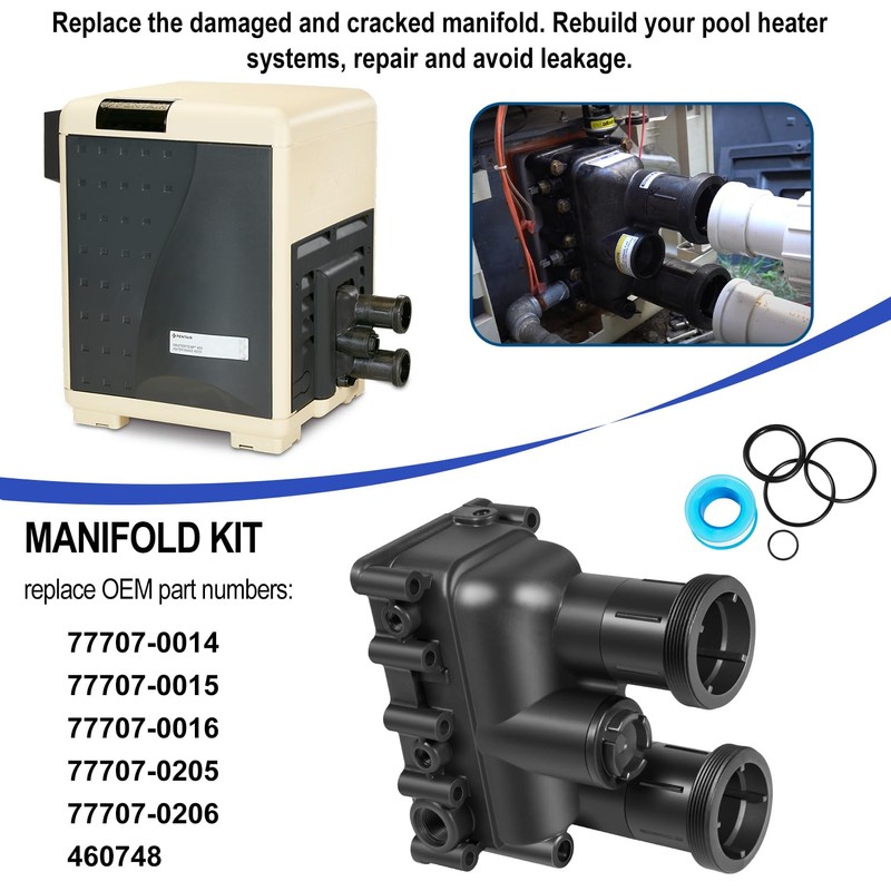 Pool Heater Manifold Replacement Parts Kit Fit For Pentair MasterTemp