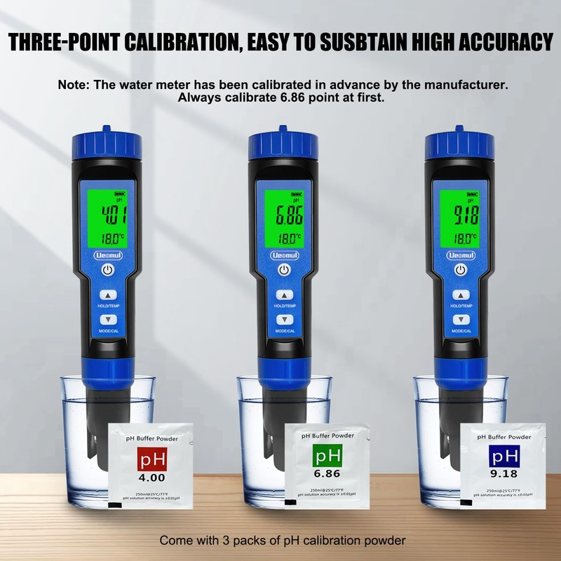 Ueomul pH Meter 7-in-1, PH TDS EC SALZ ORP S.G
