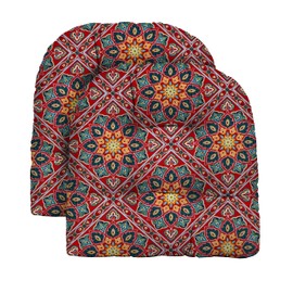 RSH DECOR: Tufted U-Shape Wicker Seat Cushions Set of 2 | 22” x 22” | Water & Fade-Resistant Spun Fabric | Outdoor Chair Cushions for Patio Furniture | Medlo Sonoma