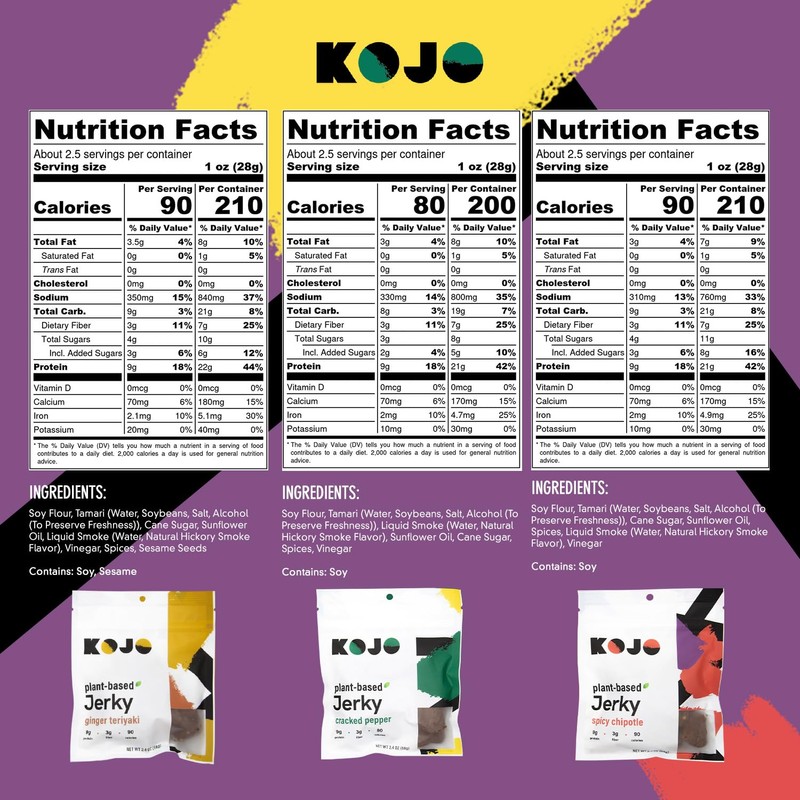 Kojo - Plant-Based Vegan Jerky Variety Pack - Cracked Pepper,