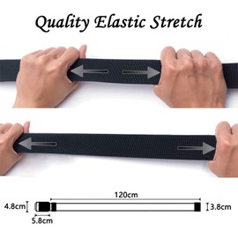 TENINE Elastic Belts for Men Women, Tactical Nylon Canvas Belt Military Heavy Duty Sports Belts with Double D-Ring Buckle 1.5 Inch Webbing Outdoor Men's Belt EDC Molle Stretch Belts (Blue)