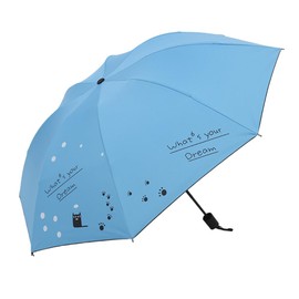 MANATAS Folding Umbrella, For Cats, Rain or Shine, Lightweight, Light Blocking, Heat Blocking, UV Protection, UV Protection, Portable, Convenient to Carry, Women's, Parasol, Manual, 8 Ribs, Paw Traces