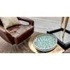 PEMAR 12.6” Mother of Pearl Round Serving Tray with Handles,