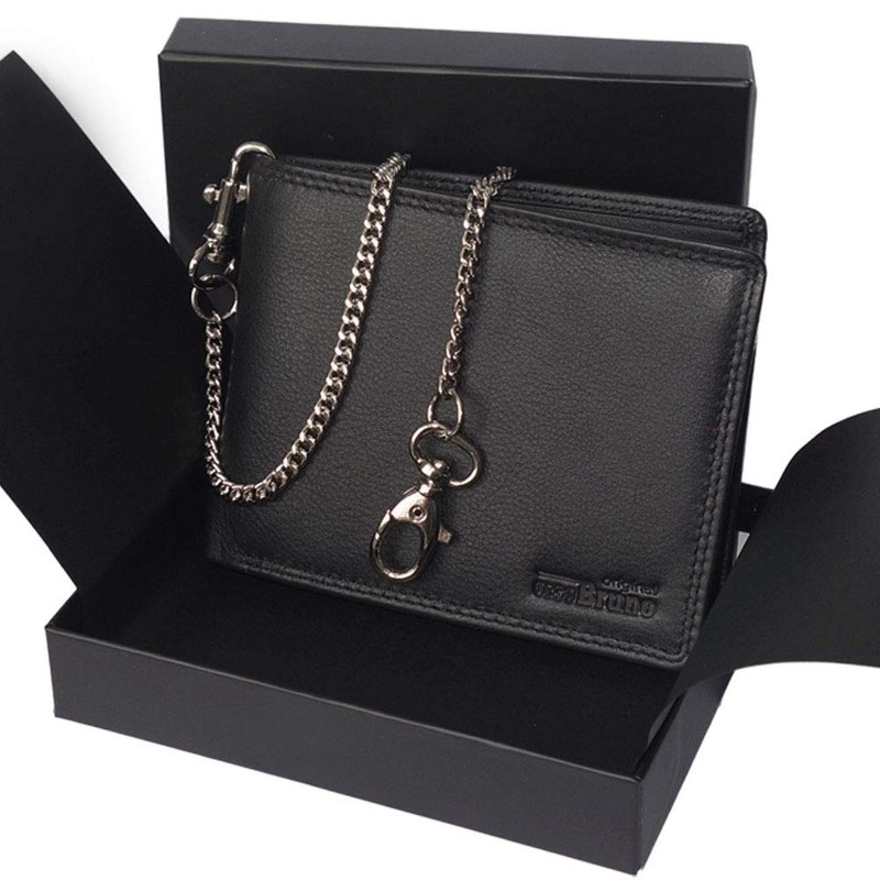 Chain Wallet Landscape Format, black, Elegant