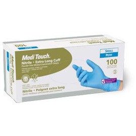 AMG Medical Medi Touch Nitrile Extra Long Cuff Powder Free Medical Examination Gloves - Small 100/Box
