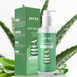 ASYBO 300 ML Aloe Vera Gel, 100% natürliche reine Aloe Vera Feuchtigkeitscreme für das Gesicht, After-Sun-Pflege, Akne reduzieren, Narben reparieren, für alle Hauttypen geeignet