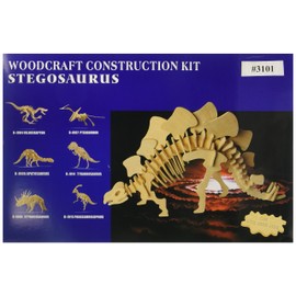 Puzzled 3D Puzzle Big Stegosaurus Dinosaur Wood Craft Construction Model Kit Fun & Educational DIY Wooden Dino Toy Assemble Model Unfinished Craft Hobby Puzzle to Build & Paint for Decoration 51 pcs