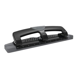 Swingline 3 Hole Punch, 12 Sheet Capacity Three Hole Puncher 3 Ring, Paper Punch, SmartTouch Low Effort, Alignment Guide, Black & Silver (74134)