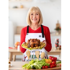 Bencailor Winter Aprons with Pockets Adjustable Holiday Kitchen Aprons Waterproof for Cooking Women Men(Buffalo Plaid,Black and Red, White,6 Pcs)