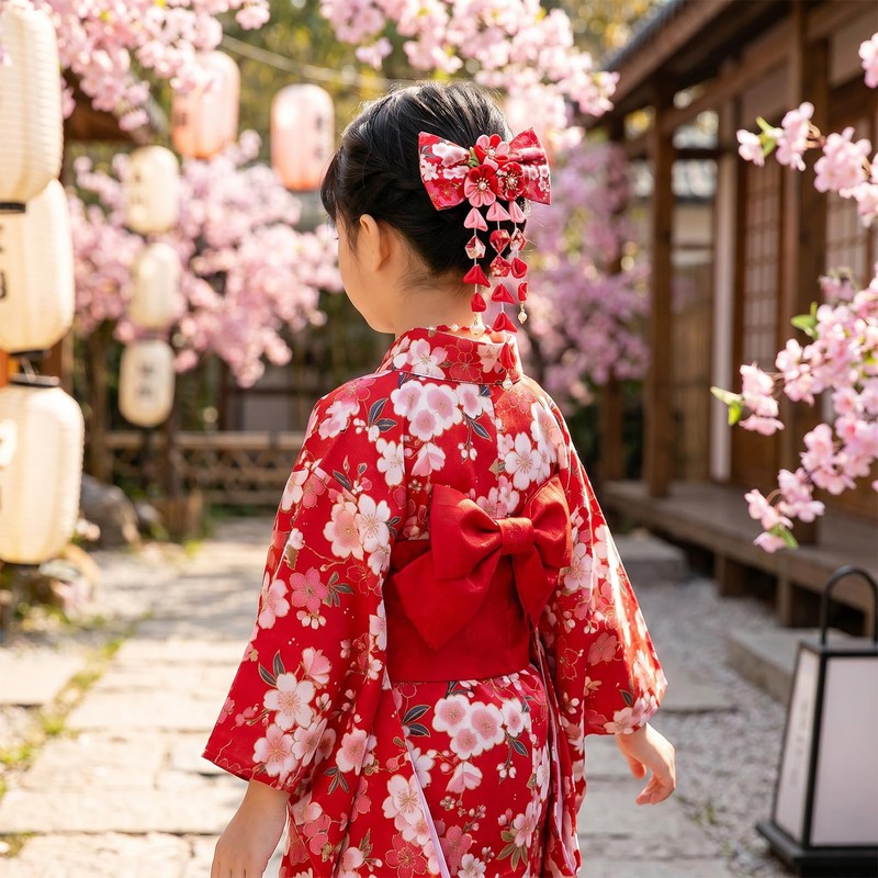 和風 髪飾り 桜 リボン ヘアクリップ 女の子 おしゃれ 古典 ヘアピン つまみ細工