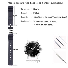 FACLE Men's resin watch strap accessories buckle compatible with Casio MRW200H MRW-230H Series outdoor sports waterproof rubber watch band women's wristbands watch chains (Black)