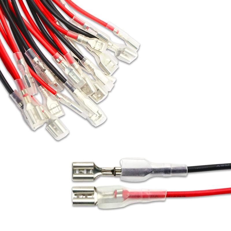 DaFuRui 30Pcs 6.3mm Double Head Crimp Terminal with Insulating Sleeve