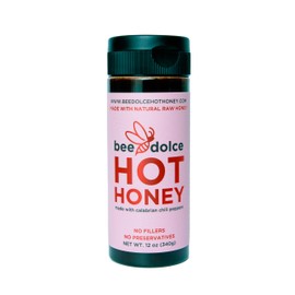 Bee Dolce Hot Honey, 12 Oz Sweet and Spicy Honey with Calabrian & Habanero Peppers, Aristan, Gourmet, Gluten Free, Fried Chicken, Pizza, Charcuterie Board, Unique Gifts, Foodie Gifts, Sandwiches, Natural, Italian Inspired, Women Owned