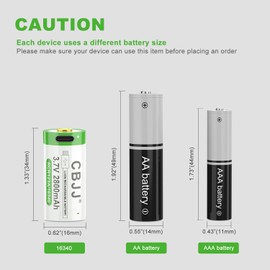 CWUU 3.7V 16340 USB Type-C Rechargeable Battery, 2800mAh Battery for Flashlights, Headlamps & More, 4 Pack, 240719