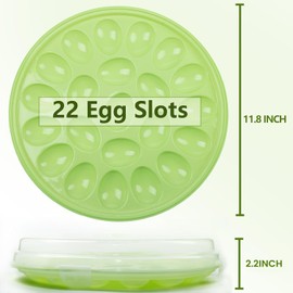 HANSGO Deviled Egg Containers with Lid, Deviled Egg Platter Carrier Holder Trays with 22 Slots for Holiday Party and Home Kitchen, Green