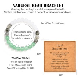 CERSLIMO New Beginnings Bracelet for Women Men Teen Girls Boys - Natural Bead Stone Crystal Healing Stretch Link Bracelets, Gemstone Protection Anxiety Gifts Jewelry Birthday Christmas
