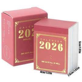 Mini Calendar Desk Calendar 2026 Schedule Easy to Carry for Home and School Use (Red)