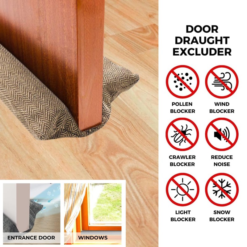 Draught Excluder for Doors and Windows Reusable and Washable Double