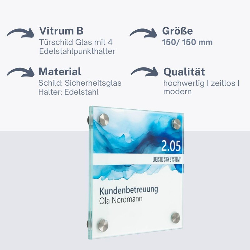 Logistic Sign System Door Sign Glass Vitrum B (150/150 mm