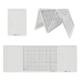 iMAT Flip Cutting Mat M Type – Foldable to A4-Like Size (24×35 cm), Expands to 96×35 cm, Double-Sided (Inches/CM Scale), Ideal for Craft Projects (Translucent)