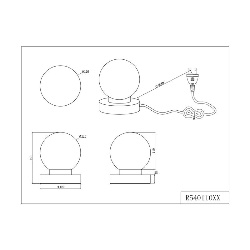 lightling Pekka Table Lamp with Base Matt Nickel Metal Glass