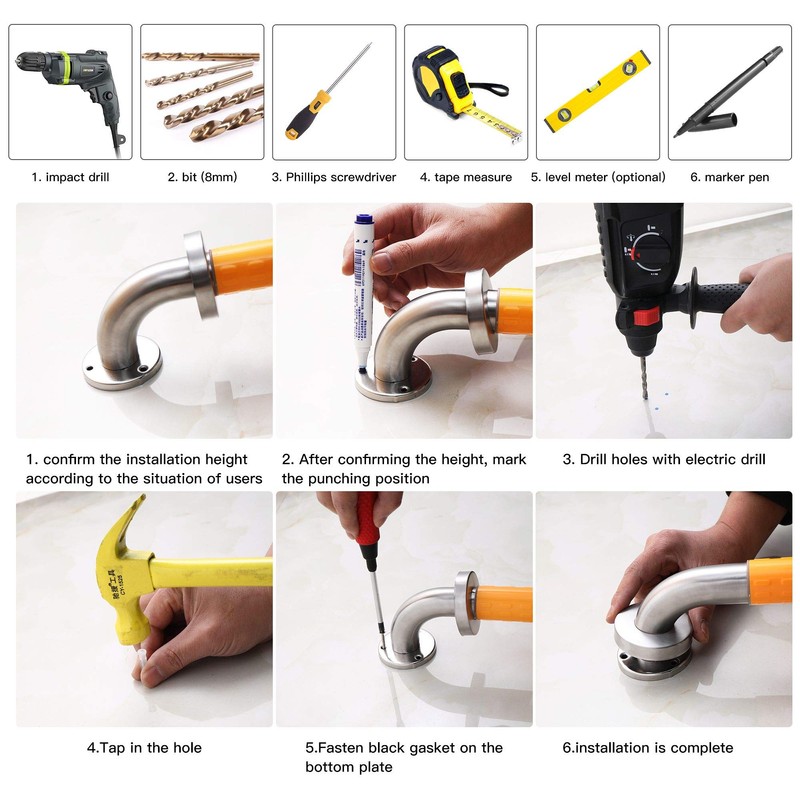 Shower Grab Bars for Seniors 12 Inch, Grab Bars for