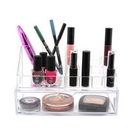 Ella Acrylic Makeup Organizer Drawers Set [Transparent & Cosmetic ] for Lipstick, Brushes, Bottles, Jewelry [ Set of 2 ]