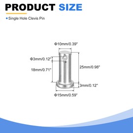 sourcing map 2Pcs 3/8" x 1" Single Hole Clevis Pins, 304 Stainless Steel Flat Head Clevis Pins Hitch Pin for Trailer Latch, Mechanics Repair, Furniture Installation, Industrial Equipment