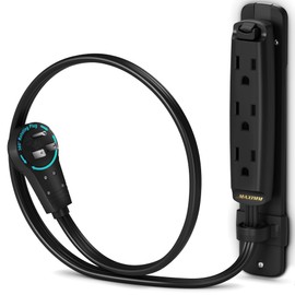 Maximm 360 Degree Rotating Flat Extension Cord 1 Ft Multi 3 Outlet Power Cord with Mounting Bracket, Grounded 16 AWG UL Certified, Black