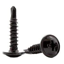 4.2mm x 19mm Black Self Drilling Wafer Head Screws Steel Self Tapping Screws for Metal Sheets Roofing Windows (Pack of 50)