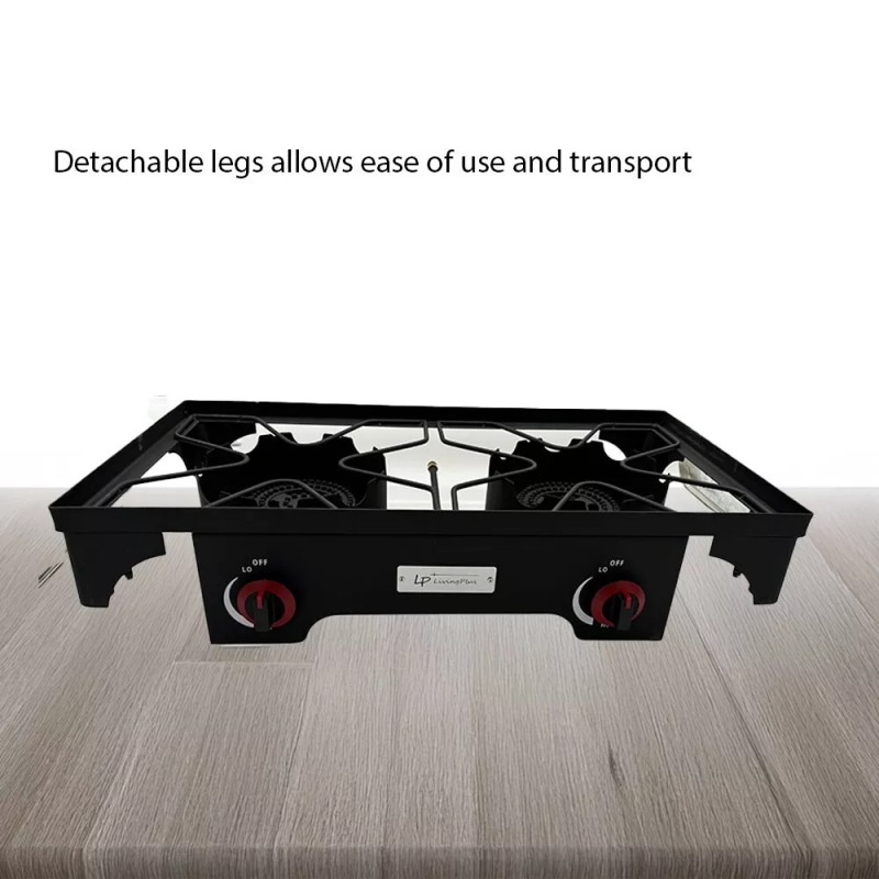 LP LIVING PLUS Heavy Duty Cast Iron 2 Burner Stove,