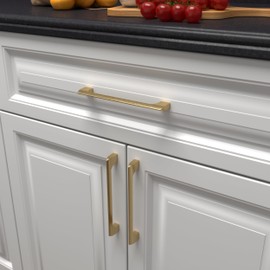 monti hardware | 15 Pack Brushed Satin Gold 5 Inch Hole Center | Solid Metal Cabinet Handles Bathroom Home Decor Drawer Pulls | Stainless Metal Kitchen Cabinet Handles | Etna Collection