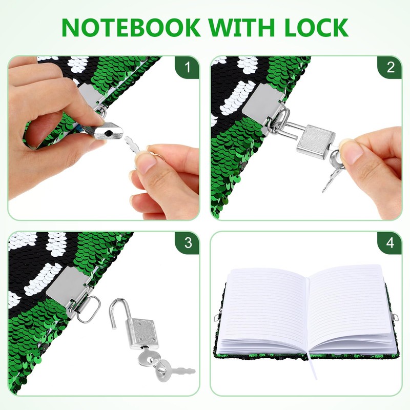 CLISPEED Diary for Boys with Lock and Keys, Football Pattern