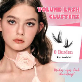 Fyonas Lash Clusters Wispy Cluster Eyelash Extensions 10-16mm Natural Eyelash Clusters 96Pcs C Curl Cluster Lashes Soft Individual Lashes with Thin Band DIY at Home (Chic Lady)