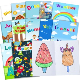 Henoyso 72 Pcs Coloring Books Bulk for Kids DIY Art Drawing Mini Small Book for Sunday School Prizes Gifts Classroom Rewards Activity Carnival Party Favors Farm, Dinosaurs, 12 Styles