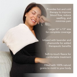 Bed Buddy Microwavable Heating Pad with Lavender - Aromatherapy Microwave Heating Pad for Back Pain, Neck Pain - for Moist Heat Therapy and Freezable for Cooling Therapy, Lavender & Chamomile Scent