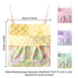 Fnaobai Sugar Gliders Sleeping Bag Hamster Velvet Hammocks Bed Carrier with Strap Squirrel Marmots Guinea Pig Warm Swing Carry Bag Cage Accessories for Small Animals (Yellow)