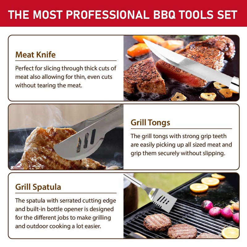 HUSSAR 34PCS BBQ Grill Tools Set Stainless Steel Grilling Accessories