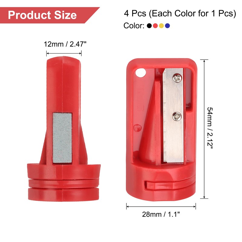 QUARKZMAN Pack of 4 Carpenter's Pencil Sharpeners, Carpenters Pencil Sharpener