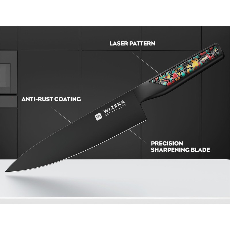 WIZEKA Chef Knife: 8 Inch: Extreme Sharp Kitchen Knife: Full