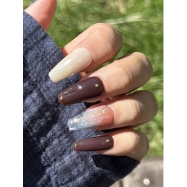 Mocha Glaze Handmade Nail Tips - Short Oval / 모카 글레이즈 수제네일팁 - 숏오발