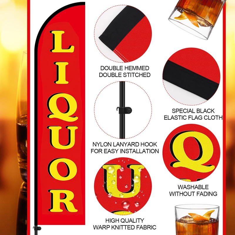 Tingjoo 15FT Liquor Feather Flag Pole Kit for Outdoor Advertising