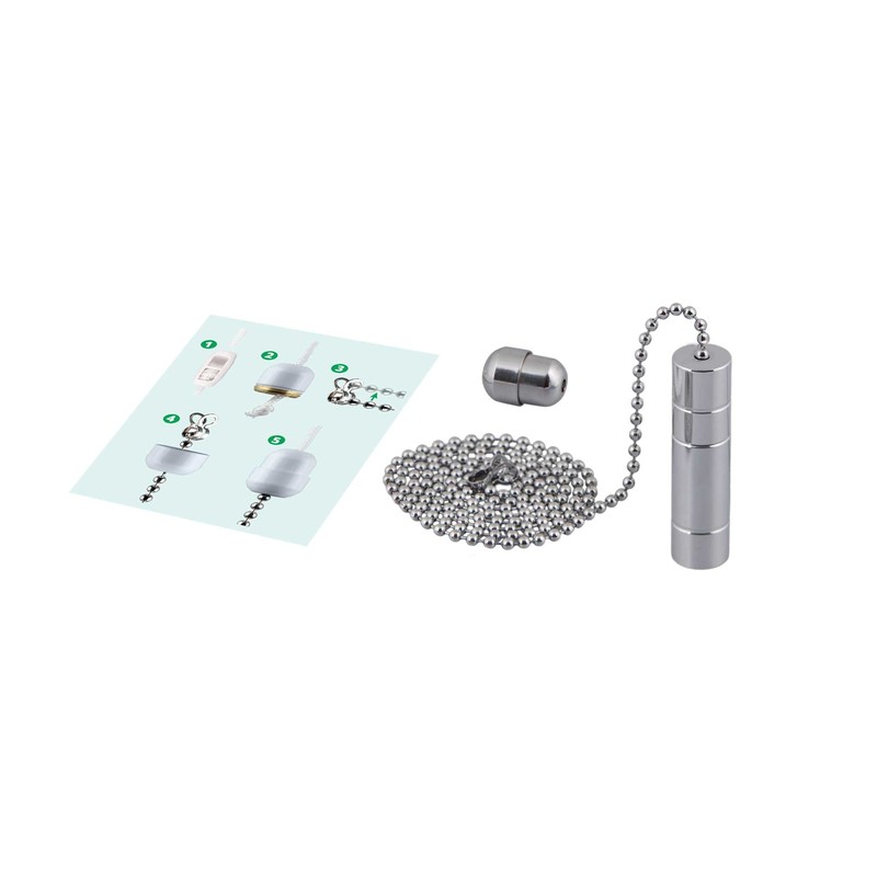 ElekTek Chrome Light Pull Switch Kit with Pull Chain and
