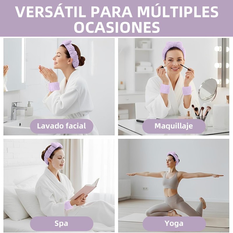 Set de 16 Piezas con Diademas Skincare para Mujer y